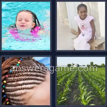 4 Pics 1 Word 7 Letters CORNROW