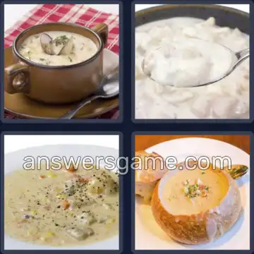 4 Pics 1 Word 7 Letters CHOWDER