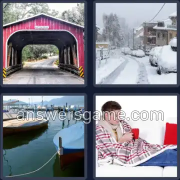 4 Pics 1 Word 7 Letters COVERED