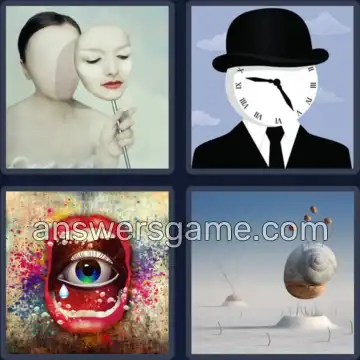4 Pics 1 Word 7 Letters SURREAL