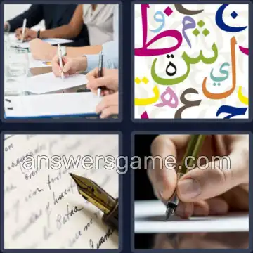 4 Pics 1 Word 7 Letters WRITING