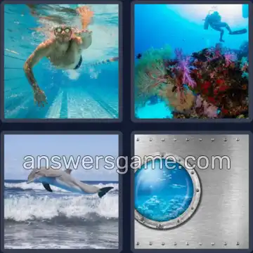 4 Pics 1 Word 7 Letters AQUATIC
