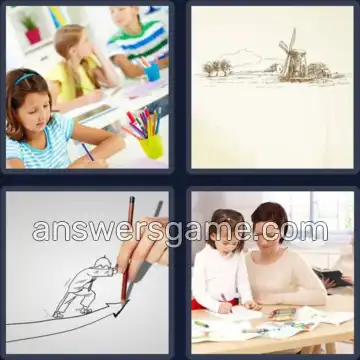 4 Pics 1 Word 7 Letters DRAWING