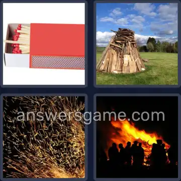4 Pics 1 Word 7 Letters BONFIRE
