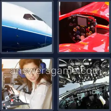 4 Pics 1 Word 7 Letters COCKPIT