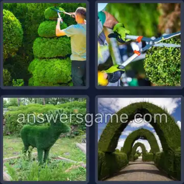 4 Pics 1 Word 7 Letters TOPIARY
