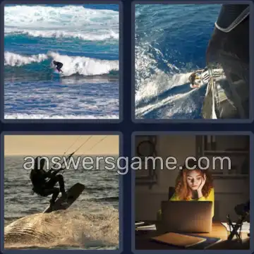 4 Pics 1 Word 7 Letters SURFING