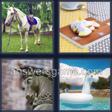 4 Pics 1 Word 7 Letters UNICORN