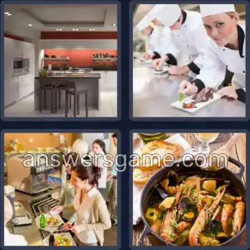4 Pics 1 Word 7 Letters KITCHEN