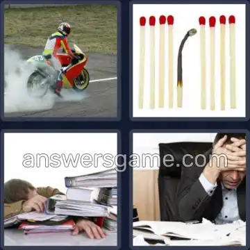 4 Pics 1 Word 7 Letters BURNOUT