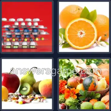 4 Pics 1 Word 7 Letters VITAMIN