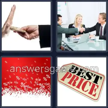 4 Pics 1 Word 7 Letters BARGAIN