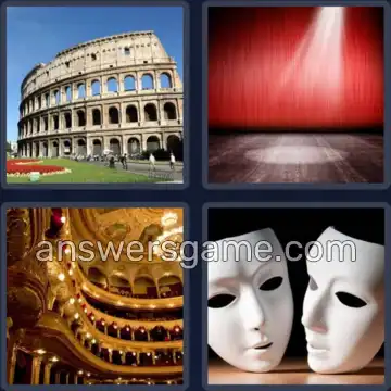 4 Pics 1 Word 7 Letters THEATRE