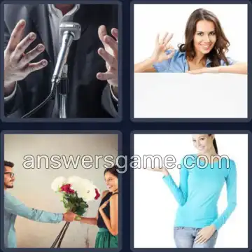 4 Pics 1 Word 7 Letters GESTURE