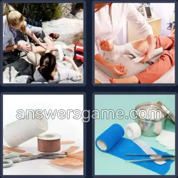 4 Pics 1 Word 7 Letters BANDAGE