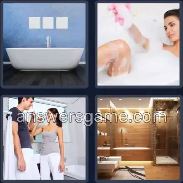 4 Pics 1 Word 8 Letters BATHROOM