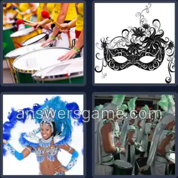 4 Pics 1 Word 8 Letters CARNIVAL