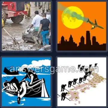 4 Pics 1 Word 8 Letters DISASTER