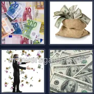 4 Pics 1 Word 8 Letters BANKNOTE