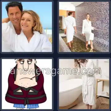 4 Pics 1 Word 8 Letters BATHROBE
