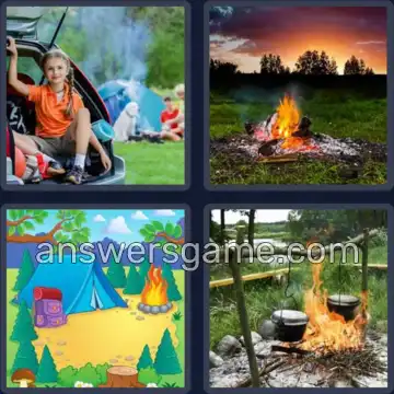 4 Pics 1 Word 8 Letters CAMPFIRE