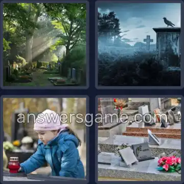 4 Pics 1 Word 8 Letters CEMETERY