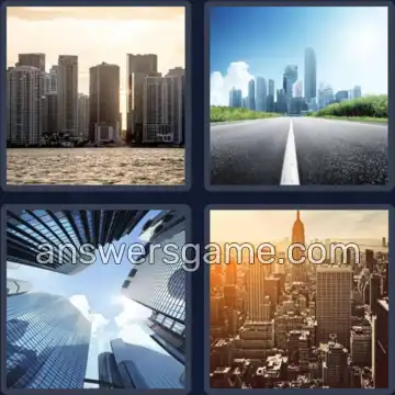 4 Pics 1 Word 8 Letters DOWNTOWN