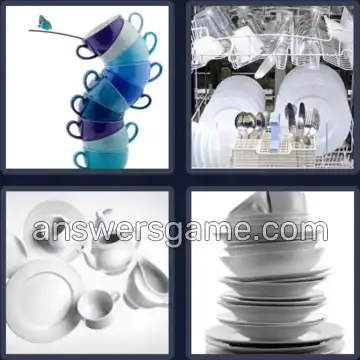4 Pics 1 Word 8 Letters CROCKERY