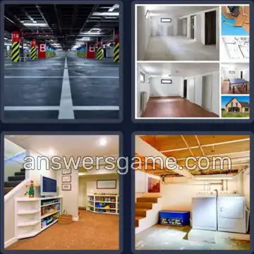 4 Pics 1 Word 8 Letters BASEMENT