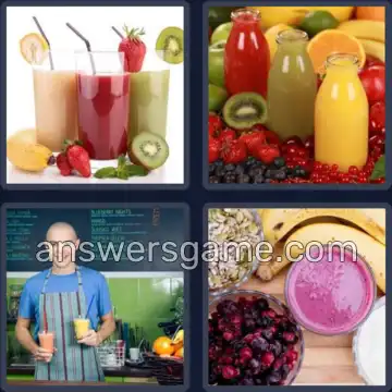 4 Pics 1 Word 8 Letters SMOOTHIE