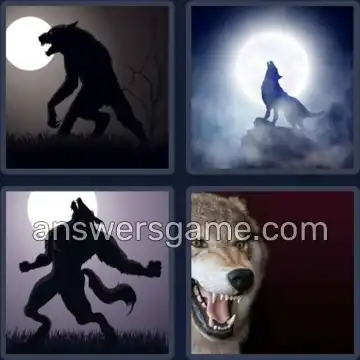 4 Pics 1 Word 8 Letters WEREWOLF