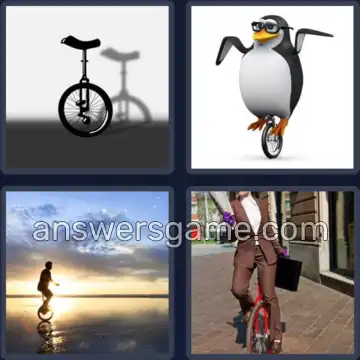 4 Pics 1 Word 8 Letters UNICYCLE