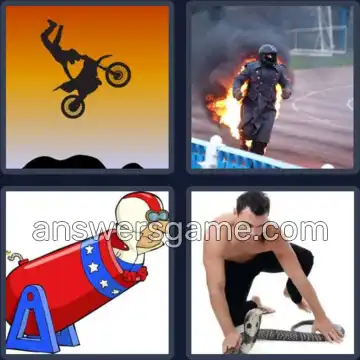 4 Pics 1 Word 8 Letters STUNTMAN