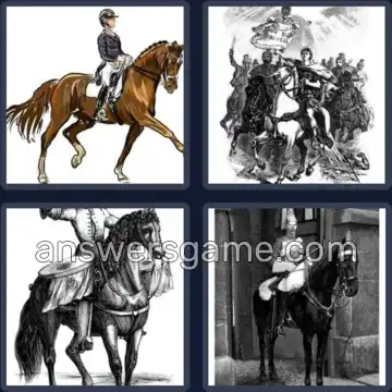 4 Pics 1 Word 8 Letters HORSEMAN