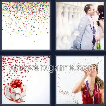 4 Pics 1 Word 8 Letters CONFETTI