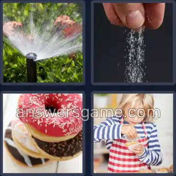 4 Pics 1 Word 8 Letters SPRINKLE
