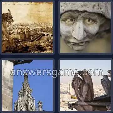 4 Pics 1 Word 8 Letters GARGOYLE