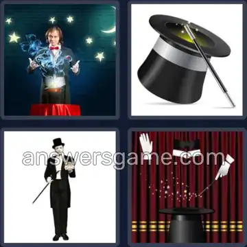 4 Pics 1 Word 8 Letters MAGICIAN