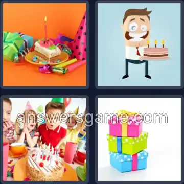 4 Pics 1 Word 8 Letters BIRTHDAY
