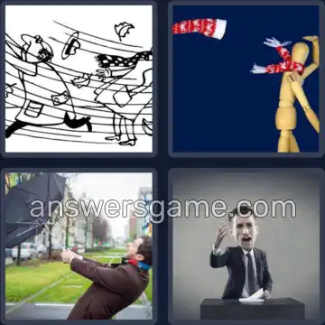 4 Pics 1 Word 8 Letters BLUSTERY