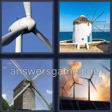 4 Pics 1 Word 8 Letters WINDMILL