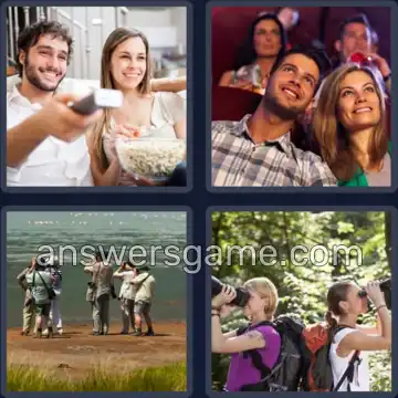 4 Pics 1 Word 8 Letters WATCHING