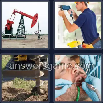 4 Pics 1 Word 8 Letters DRILLING