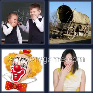 4 Pics 1 Word 8 Letters CHUCKLES