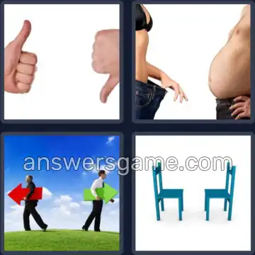 4 Pics 1 Word 8 Letters OPPOSITE