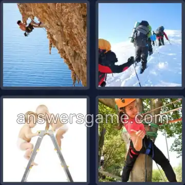 4 Pics 1 Word 8 Letters CLIMBING