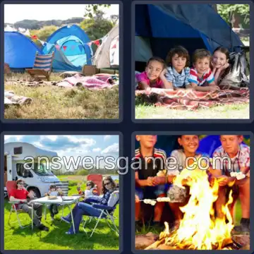 4 Pics 1 Word 8 Letters CAMPSITE