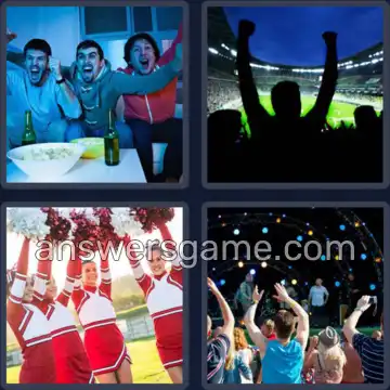 4 Pics 1 Word 8 Letters CHEERING