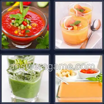 4 Pics 1 Word 8 Letters GAZPACHO