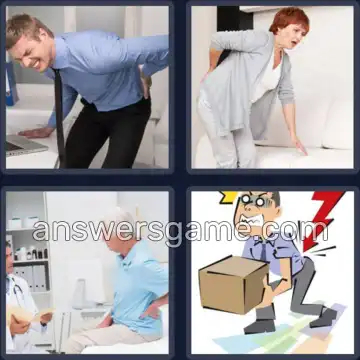 4 Pics 1 Word 8 Letters BACKACHE